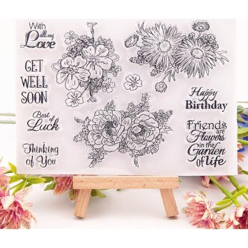 11x15cm Double flowers Transparent Clear Stamps Silicone Seals Roller Stamp DIY scrapbooking photo album/Card Making