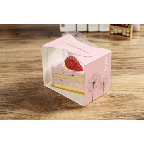 12X8X10CM PVC Cake Box Portable Transparent Window Display Pastry Biscuit Cupcake Boxes Baking Packaging Case SN1506