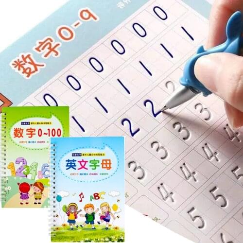 2 Copybooks Learning Alphabet Numbers 0-100 Handwriting Calligraphy For Kids Childrens English Calligraphy Practice Books