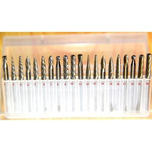 3mm shank 20pcs Tungsten steel grinding head,rotary file,roll grinding,Carbide Burrs Drill Die Grinder Carving router bit set