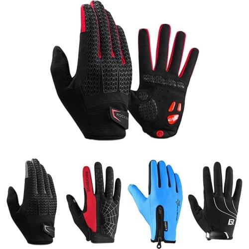 2019 ROCKBROS Keep Warm Full Finger Cycling Gloves Gel Pad Shockproof MTB Mountain Bike Gloves Autumn Winter Outdoor Sport Glove