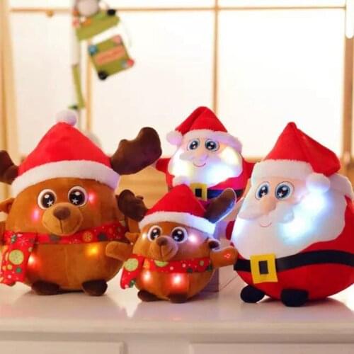 25/40/65cm plush luminescent Santa Claus Christmas Elk Plush new cute good quality christmas festival gift for kid Surprise toy