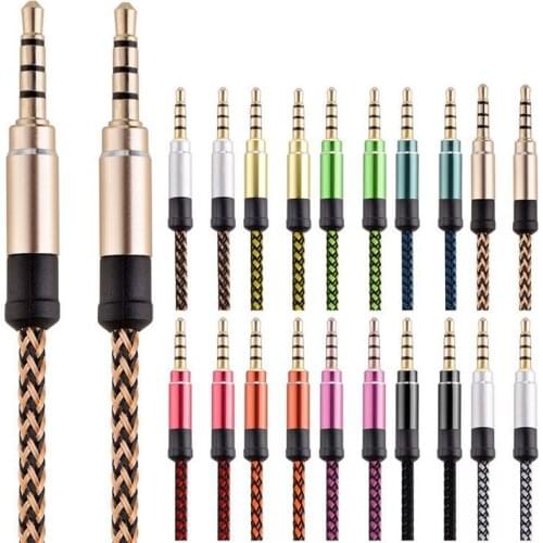 500pcs 1.5M 3.5MM Jake Audio Stereo Aux Braided Cable Cord accessory bundles for iphone 5 6 Samsung Mp3 speaker pc