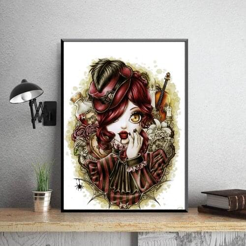 5D DIY Personalized Art Illustration Vampire Girl Full Diamond Painting Cross Stitch Embroidery Rhinestone Decoration