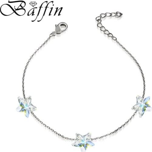 BAFFIN Simple Stars Crystals Beads Chain Bracelets Crystals From SWAROVSKI Handmade Knots Lucky Bracelet Silver Color Jewelry