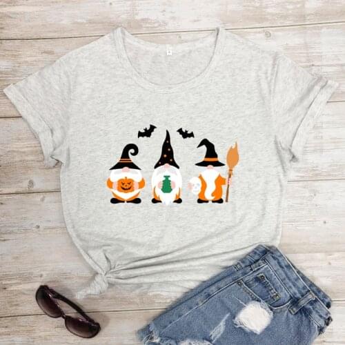 Colored Gnomes Halloween T-shirt Cute Autumn Holidays Gift Tshirt Vintage Women Halloween Costumes Graphic Tee Shirt Top
