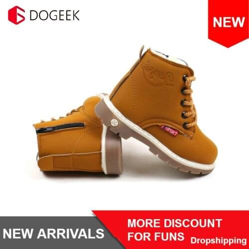 DOGEEK Autumn Winter Baby Girls Boys Snow Boots Children Warm Outdoor Plush Boots Kids Student Casual Short Martin Boots Shoes