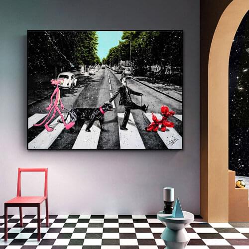 Disney Pink Leopard Walking Down Posters and Prints Canvas Painting On the Wall Art Pictures for Room Wall Home Decor Frameless