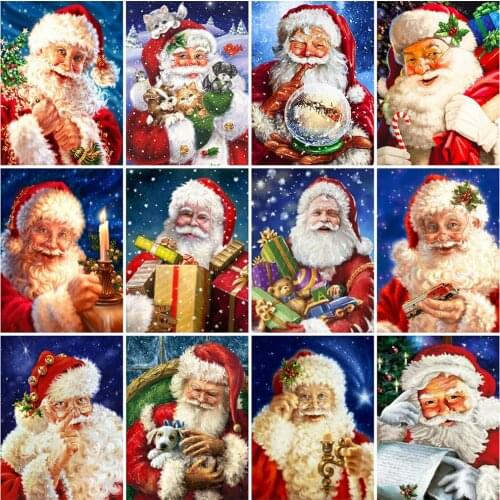 Evershine 5D DIY Diamond Embroidery Santa Claus Rhinestone Picture Diamond Painting Christmas Cartoon Wall Decorations