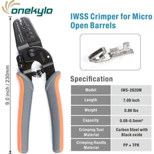 IWS-2820 Terminal Crimping Tools for JAM Molex Tyco JST Terminal and Connector 0.08-0.5mm²(28-20AWG)IWISS Mini Crimper pliers