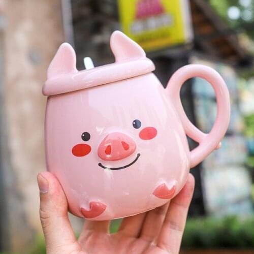 Ceramic Drinkware Pig Mugs Japanese Cartoon Office Tea and Coffee Cups Creative Gifts Jug for Girls Set Water Bottle