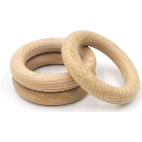 90pcs 80mm Germany beech Ring baby safe baby toys teething toddler jewelry BIG SMOOTH EA366D