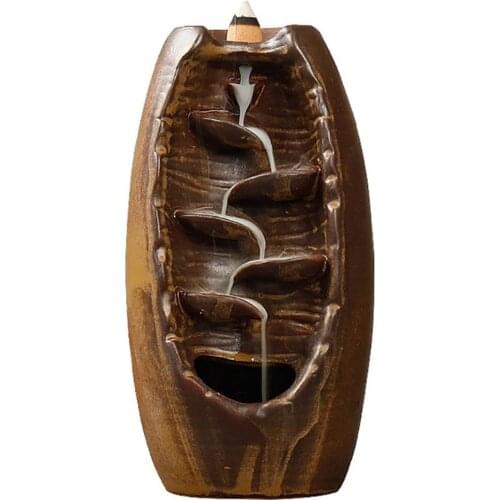 Mountain River Handicraft Incense Holder Ceramic Backflow Waterfall Smoke Incense Burner Censer Holder Mothers Gift Home Decor