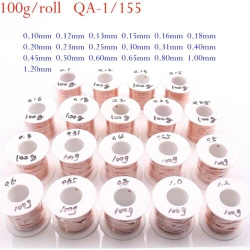 0.13mm 0.25mm 0.45mm 0.5mm 0.6mm copper wire Magnet Wire Enameled Copper Winding wire Coil Copper Wire Winding wire Weight 100g