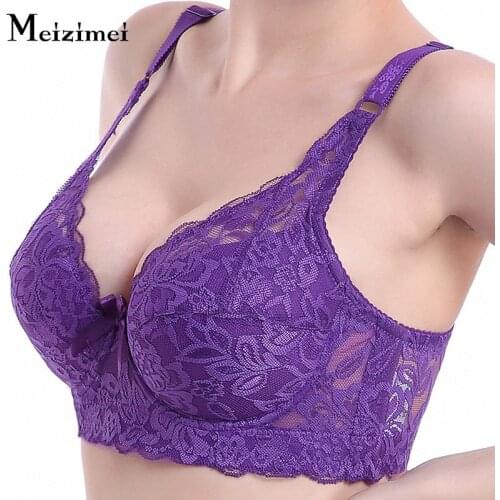 Meizimei Sexy Linerie Bras for Women Thin Underwear Bra Super Push up Large Plus Size Bralette Lace Brassiere Girl Underwear BCD