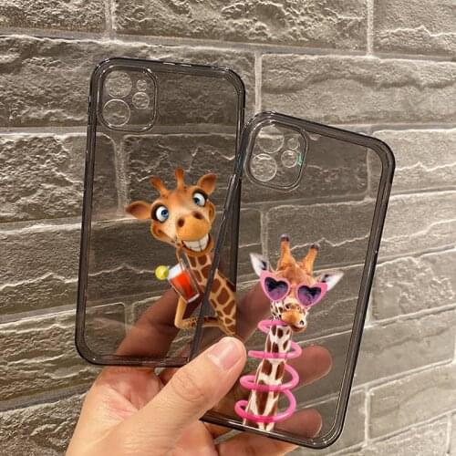 Giraffe animal cute and funny Phone Case Transparent for iPhone 7 8 11 12 se 2020 mini pro X XS XR MAX Plus