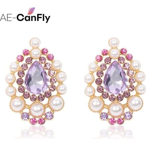 AE-CANFLY Design Fashion Jewelry Colorful Crystal Water Earrings for Women Luxury Simple Wedding Party Earrings Jewelrygiry