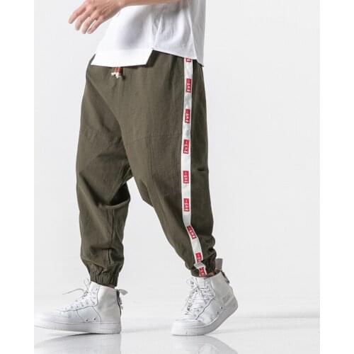Men Side Striped Joggers Pants 2019 Man Loose Hip Hop Harem Pants Male Track Pants Plus Size