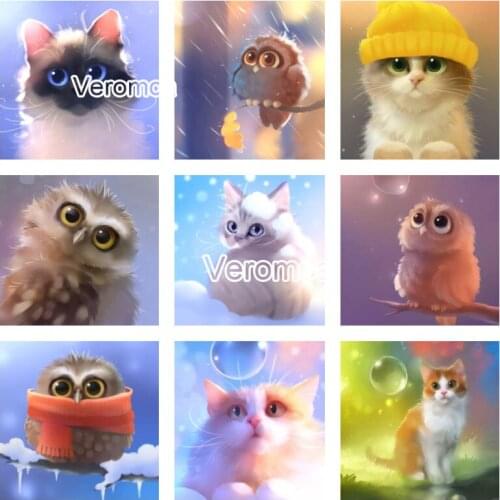 5D Diy Kawaii Animals Diamond Painting Kits for Kids Cartoon Cat Owl Full Square Round Drill Diamond Embroidery Mosaic Gift