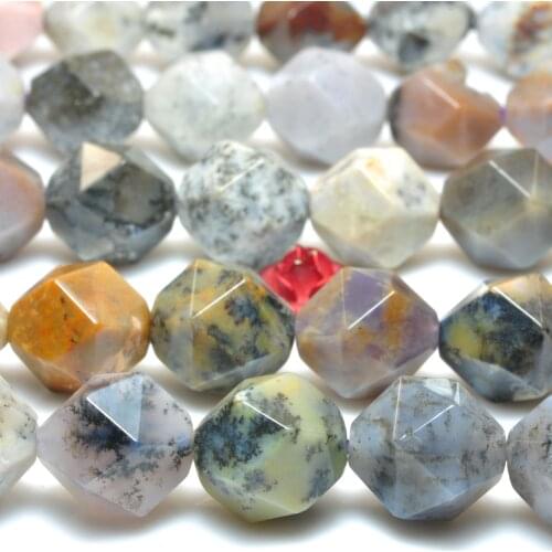 Natural Dendritic Opal Star Cut Faceted Nugget Loose Beads Wholesale Gemstone Semi Precious Stone Bracelet Diy Jewelry Making