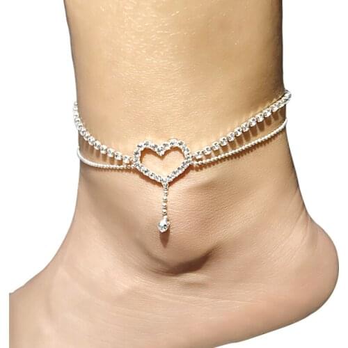 New 12pcs Star Heart Charms Rhinestone Chain Anklet Ankle Bracelet Sexy Barefoot Sandal Beach Foot Jewelry For Women