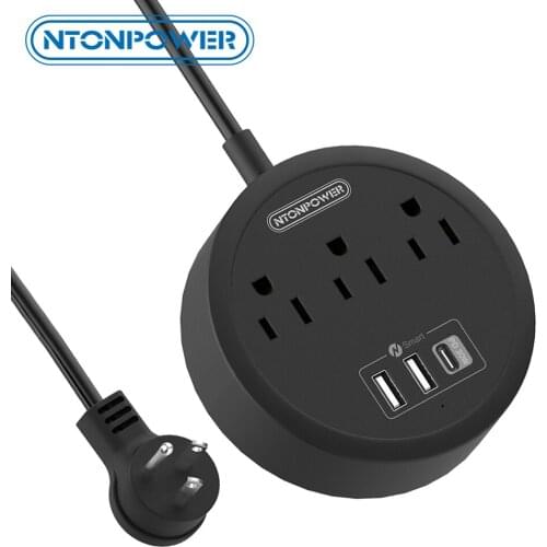 NTONPOWER Power Strip with USB-C 30W Power Delivery Wall Mountable Faster Charge 5ft Extension Cord For Home Dorm Room Essential