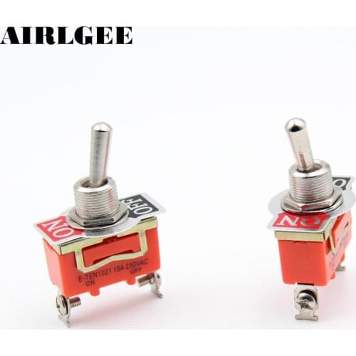 2pcs E-TEN1021 SPST ON/OFF 2 Position Power Control 12mm Thread Toggle Switch AC 250V 15A