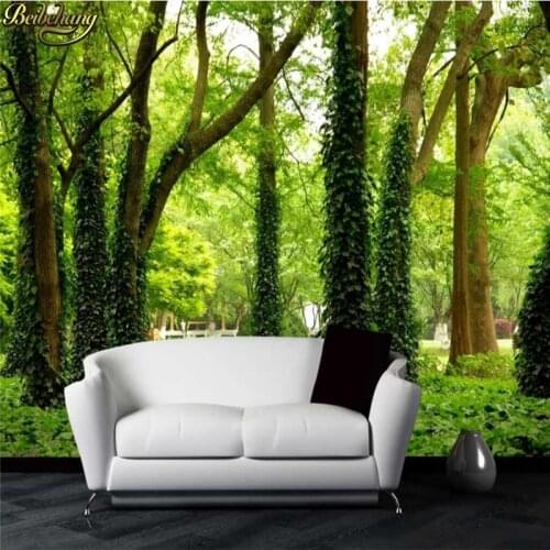 Beibehang Personalized custom 3D stereoscopic large 3D mural forest trees sofa TV den restaurant photo Wallpaper for living room
