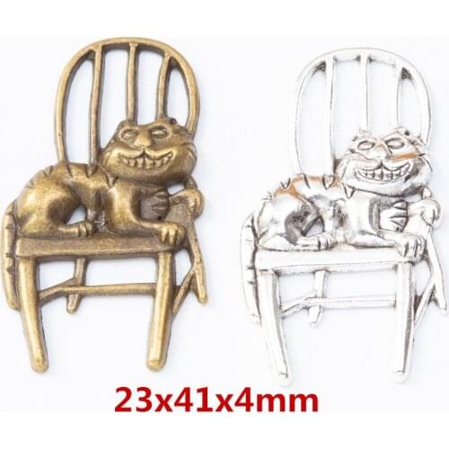 10 pcs Charms Cat lying on a stool Pendant Antique bronze Zinc Alloy Fit Bracelet DIY Metal Jewelry Findings 8178