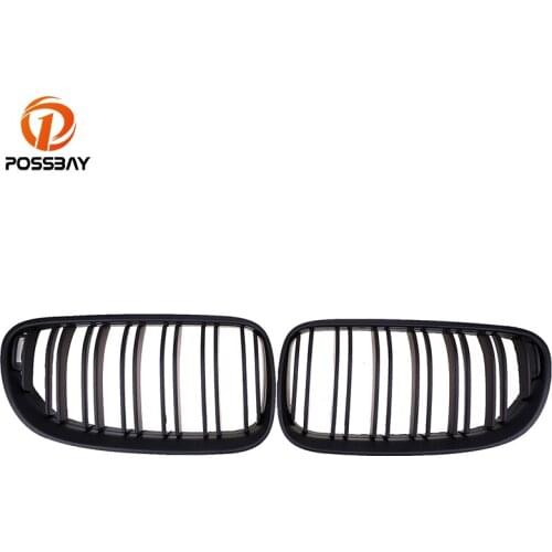 POSSBAY Matte Black Double Slat Front Grill Grilles for BMW 3-Series E92 E93 318i/320d/320i Coupe 2010/2011-2013 Facelift Grills