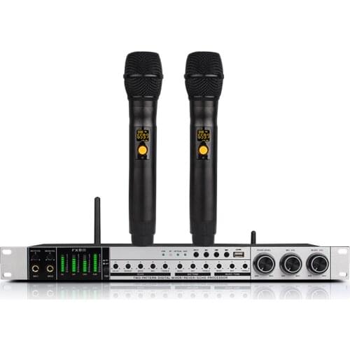 Professional wireless microphone family KTV microphone karaoke audio processor handheld microphone with Bluetooth anti-howling