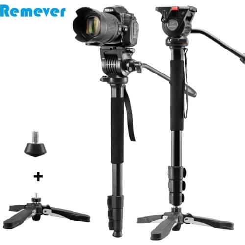 Professional Outdoor Camera Monopod with Pan-Tilt+Mini Tripod Monopod with Damping Gimbal for Canon Nikon Sony DSLR Camcorders