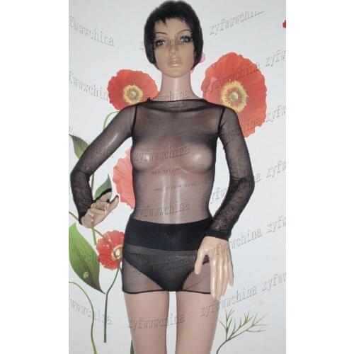 Long-sleeved boat neck sheer lingerie /bodystocking/boysuit SW14A012A