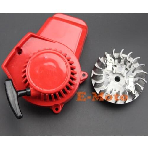 Red Plastic Easy Recoil Pull Starter w/ FLYWHEEL FLY WHEEL for 47 49cc 2 Stroke Pocket Bike Minimoto ATV E-Moto