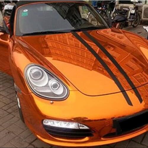 Stretchable Orange Glossy Mirror Chrome Vinyl Film Wrap Car Wrapping Foil Sheet with Air Bubbles Free