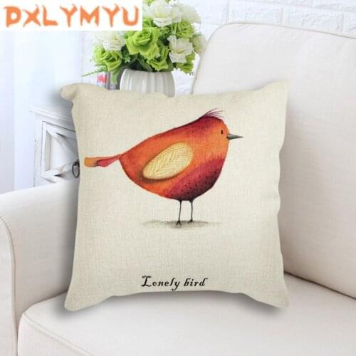 Nordic Art Loney Bird New Watercolor Animal Cushion Pillowcase Decorative Cushions For Kids Room Office Car Sofa Home Decor