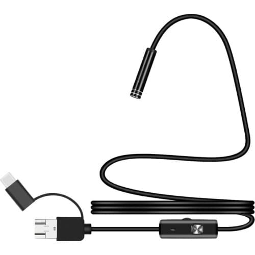 LESHP 7mm Micro USB Type-c USB 3-in-1 Computer Endoscope Borescope Waterproof Micro USB Camera Inspection Tube 1/1.5/2/3.5/5M