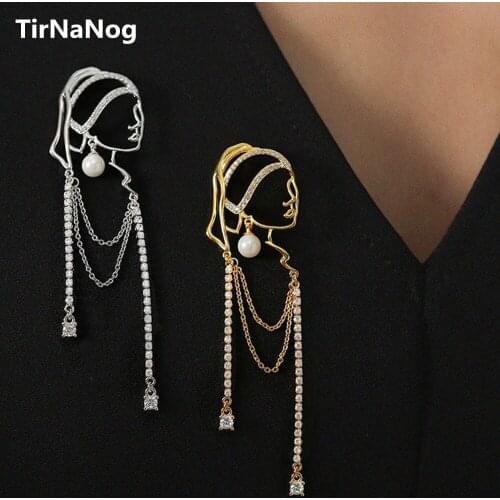 Girl With A Pearl Earring Wind Exaggeration In Europe And The Individuality Creative French Tassels Eardrop Long Earring