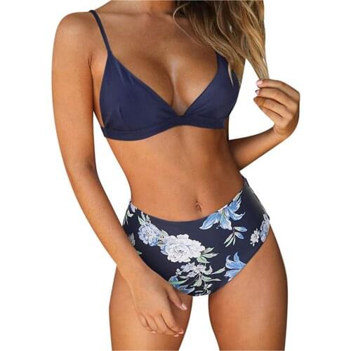 Women Bikini 2021 Mujer Floral Print Push Up Bandage Bikinis set Swimsuit Female Beachwear Swimwear Swimming Suit For Women