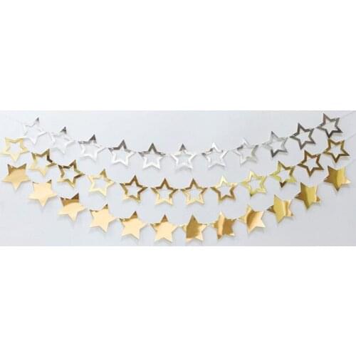 Gold Sequins Pentagram Birthday Party Wedding Decoration Stage Arrangement Pull Flower Star Paper Flag Decoration Sequins Stars