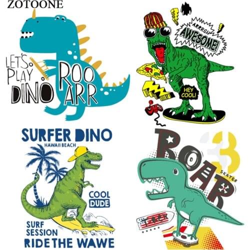 ZOTOONE Cartoon Dinosaur Letter Patch for Kids Iron on Heat Transfers for Clothing Applications DIY T-shirt Appliques Stickers E