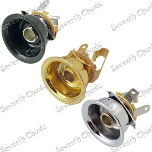 2 Pcs Output Jack Round Cup Plate Socket for Electric Guitar - Chrome & Black & Gold for choose