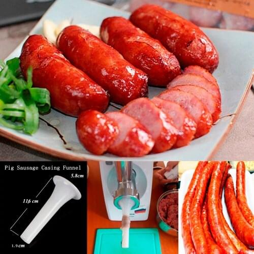4Pc Sausage Casing Caliber 50Mm Length 100Cm Hot Dog Casing Shell + Funnel Meat Filler Cooking Tools Natural Sausage Casing