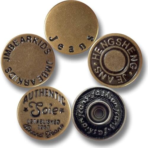 50 Sets Replacement Jeans Buttons, 17mm Combo Copper Tack Buttons, Non Sew Metal Buttons Replacement Kit with Aluminum Rivets