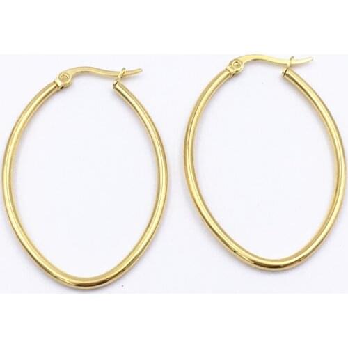 Free shipping 6pairs Outer diameter of 30 mm oval stainless steel earrings jewelry jewelry gifts