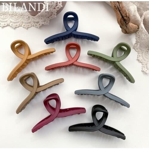 Bilandi 2020 New Korea Matte Resin Hair Clips Geometric Square Hollow Shark Hair Clip Headwear Accessories For Women Girl Gifts