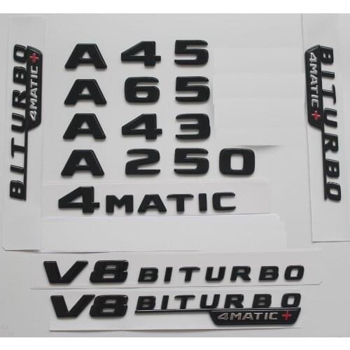 Gloss Black For Mercedes Benz W176 W177 A45 A200 A220 A250 AMG 4MATIC V8 BITURBO 4MATIC+ Trunk Rear Star Emblems Badges Emblem