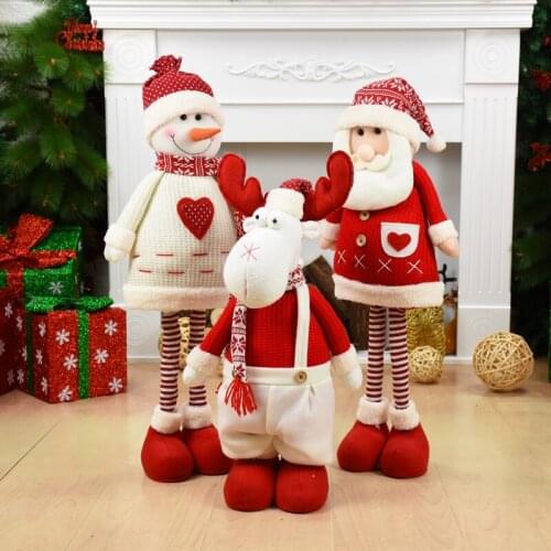 Large Christmas Doll Fabric Retractable Santa Snowman Elk Toy Christmas Gifts Red Christmas 2020 Decorations for Children