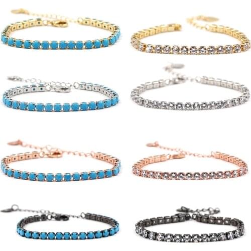 Iced Zircon Tennis Chain Bracelet Mens Hip hop Jewelry Copper Material Gold Silver Rose Color Box Clasp CZ Bracelet