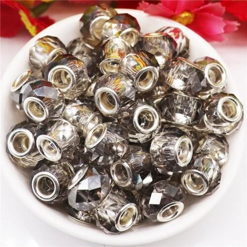 20Pcs/Lot Large Hole European Spacer Beads Murano Charms for Jewelry Making Bulk Snake Chain Jewelry Waist Beads for Women Gift